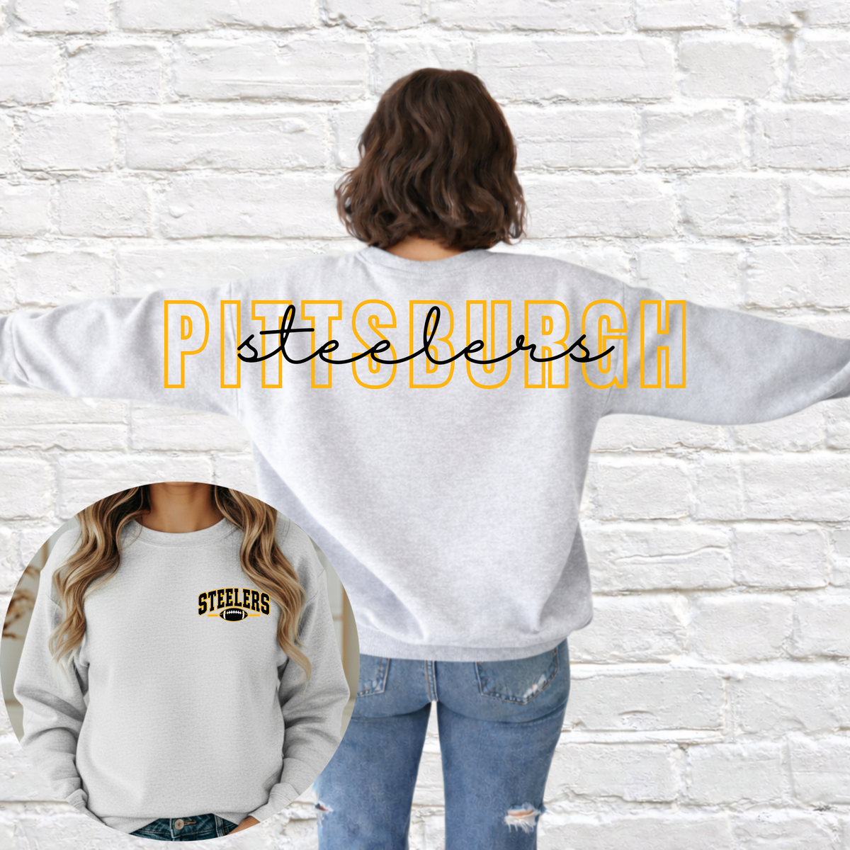 Steelers- Oversized Back Crewneck